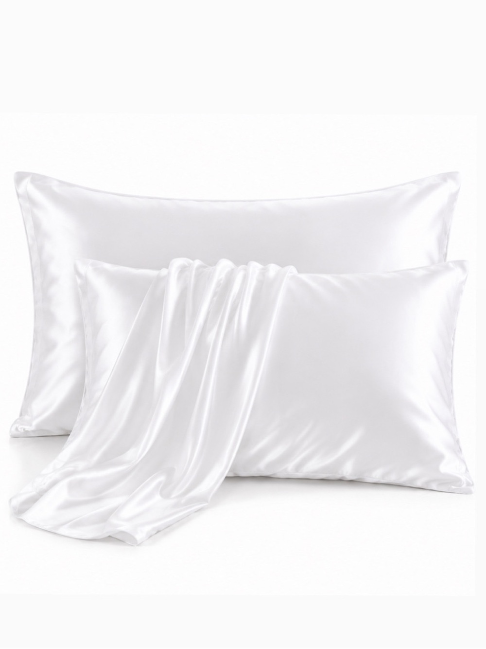 NEW Bedsure White Satin Pillowcases Set of 2 Standard 20x26
